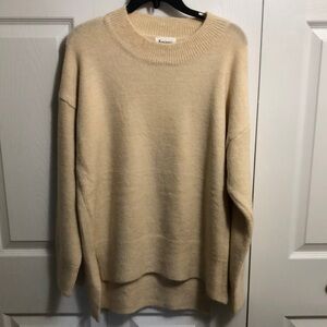 Cream Crew Neck Sweater with Oversized Fit